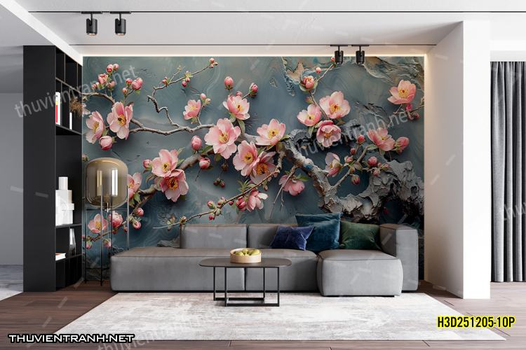 Tranh dán tường Hoa 3D- H3D251205-10P - Tranh tường chất lượng cao